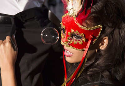 Halloween Party Turned Hardcore in Marti Gras Costumes by Babes