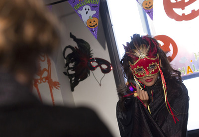 Halloween Party Turned Hardcore in Marti Gras Costumes by Babes