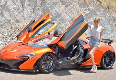 Cute Slender Teen Anya Posing On Road Next To Sports Car by FTV Girls