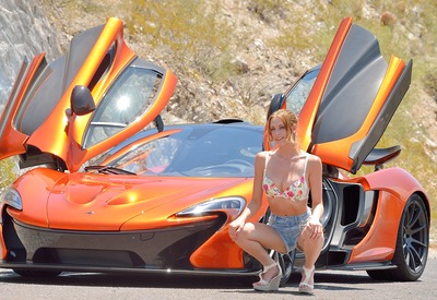 Cute Slender Teen Anya Posing On Road Next To Sports Car by FTV Girls