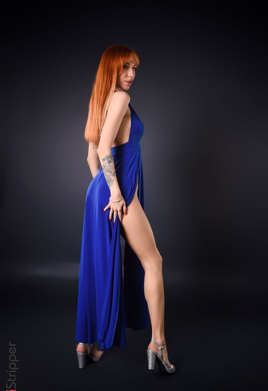 Lilly Mays in Blue On Red by iStripper