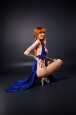 Lilly Mays in Blue On Red by iStripper - 8 of 15