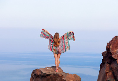 Stefani in Wings Over Santorini by MPL Studios