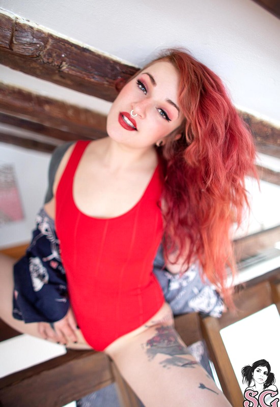 Frenia in Red Origami by Suicide Girls