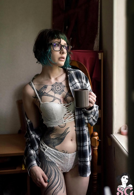 Skydot in Reflections Of A Languorous Reading by Suicide Girls