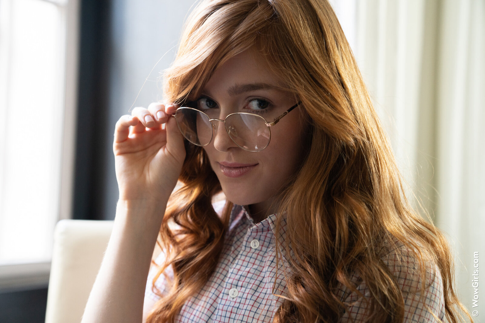 Glasses Nerdy Redhead Does A Striptease